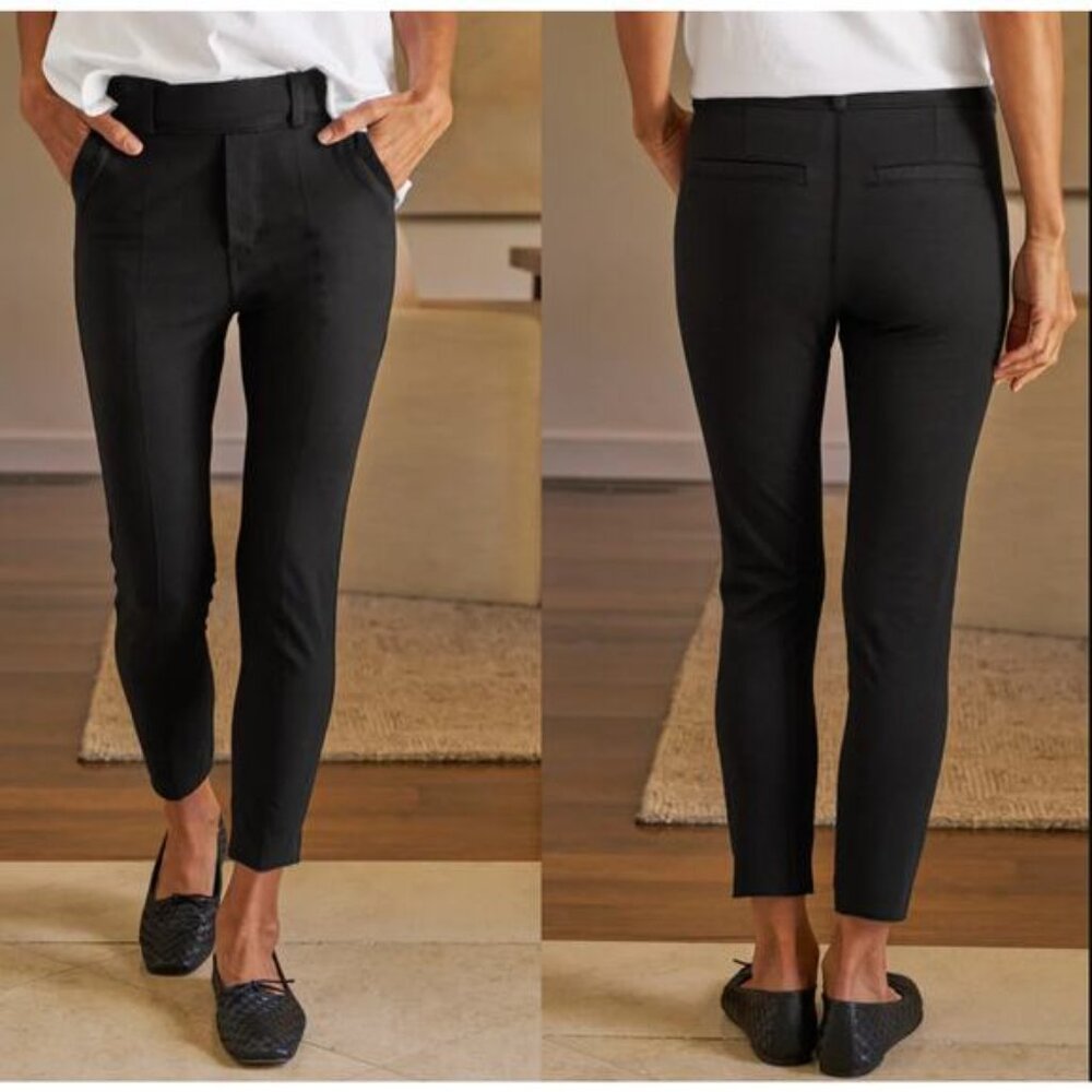 NEW Frank & Eileen Cropped Raw Hem Murphy Billion Dollar Pant Black Size: Medium